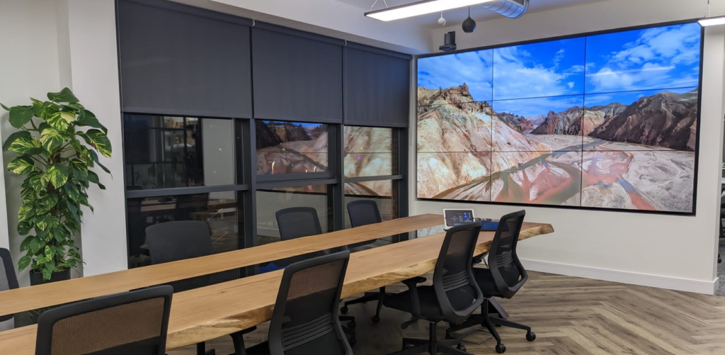 Boardroom with multi panel screen